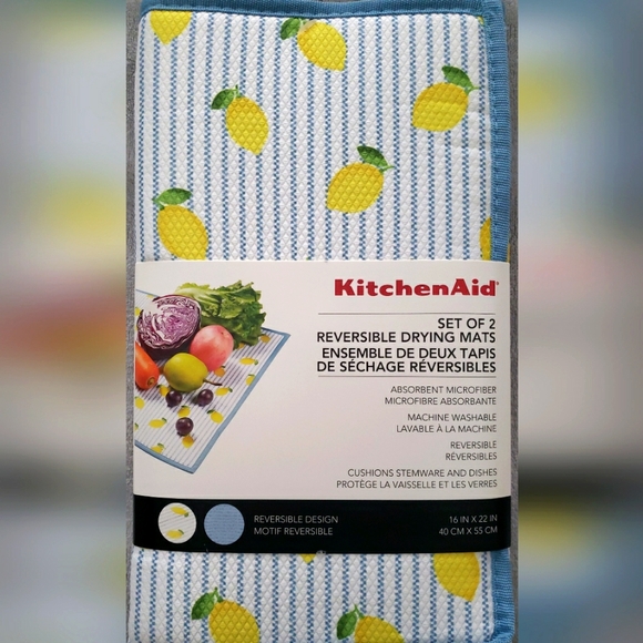 KitchenAid Lemon Dish Drying Mats Set of 2 - Picture 1 of 4